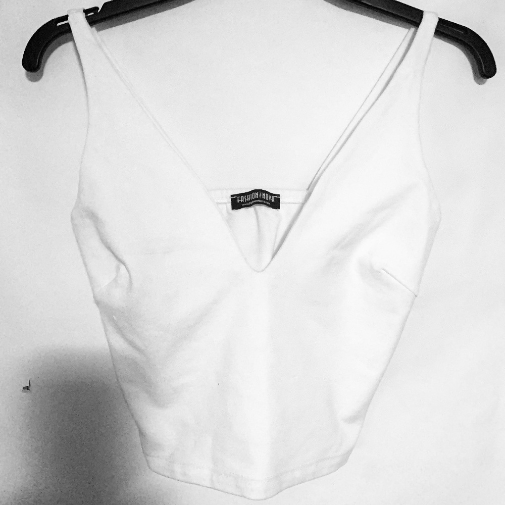 Crop top V neck White